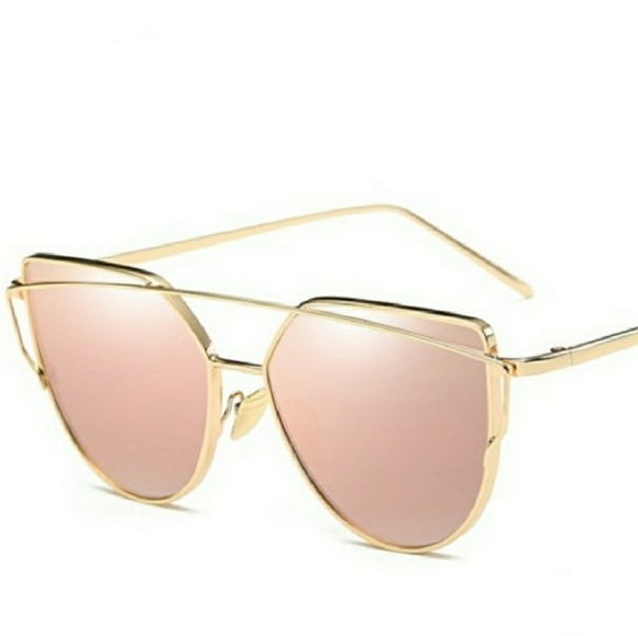 🍭5/$25 Rose Gold Mirrored Cat Eye Sunglasses - Picture 8 of 8